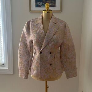 ASOS Dusty Daze Jacquard Women's Pink Gold Silver Star Blazer